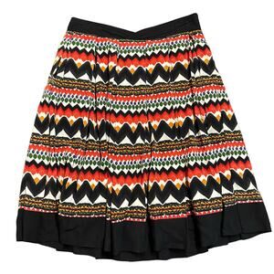 ANTHRO Fei Womens skirt pleated multicolor stripes zigzag Size 4